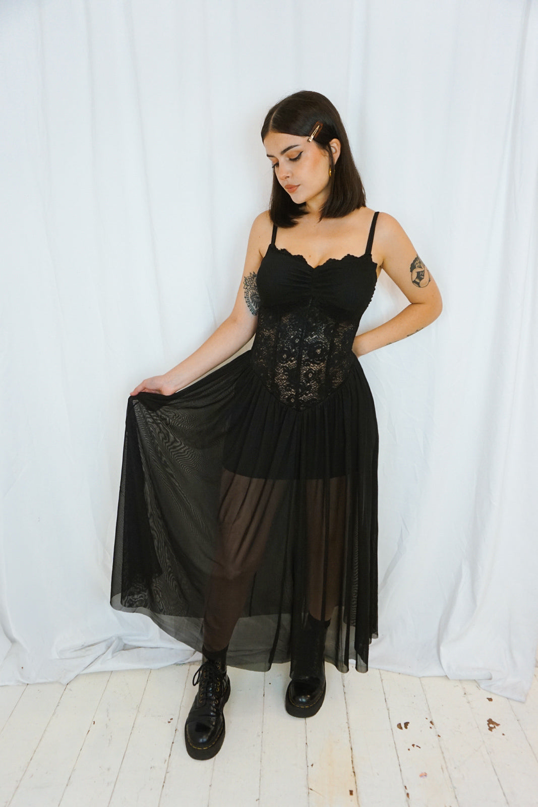 Nightshade Lace-Up Dress Black