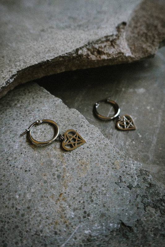 Heartagram Earrings Silver