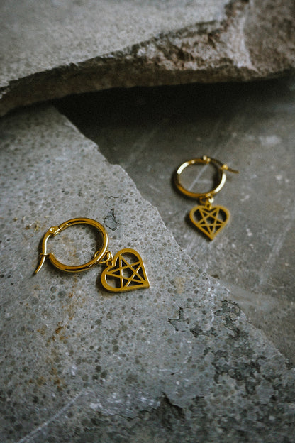 Heartagram Earrings Gold