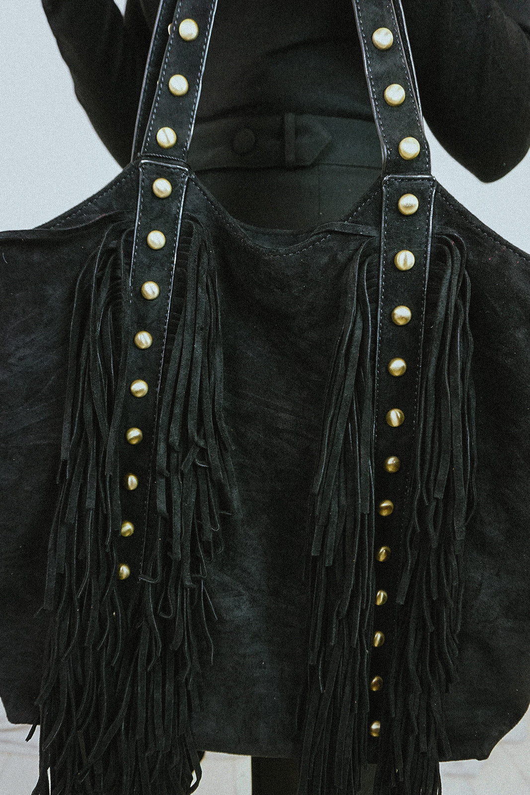Fringed & Studded Big Bag Black
