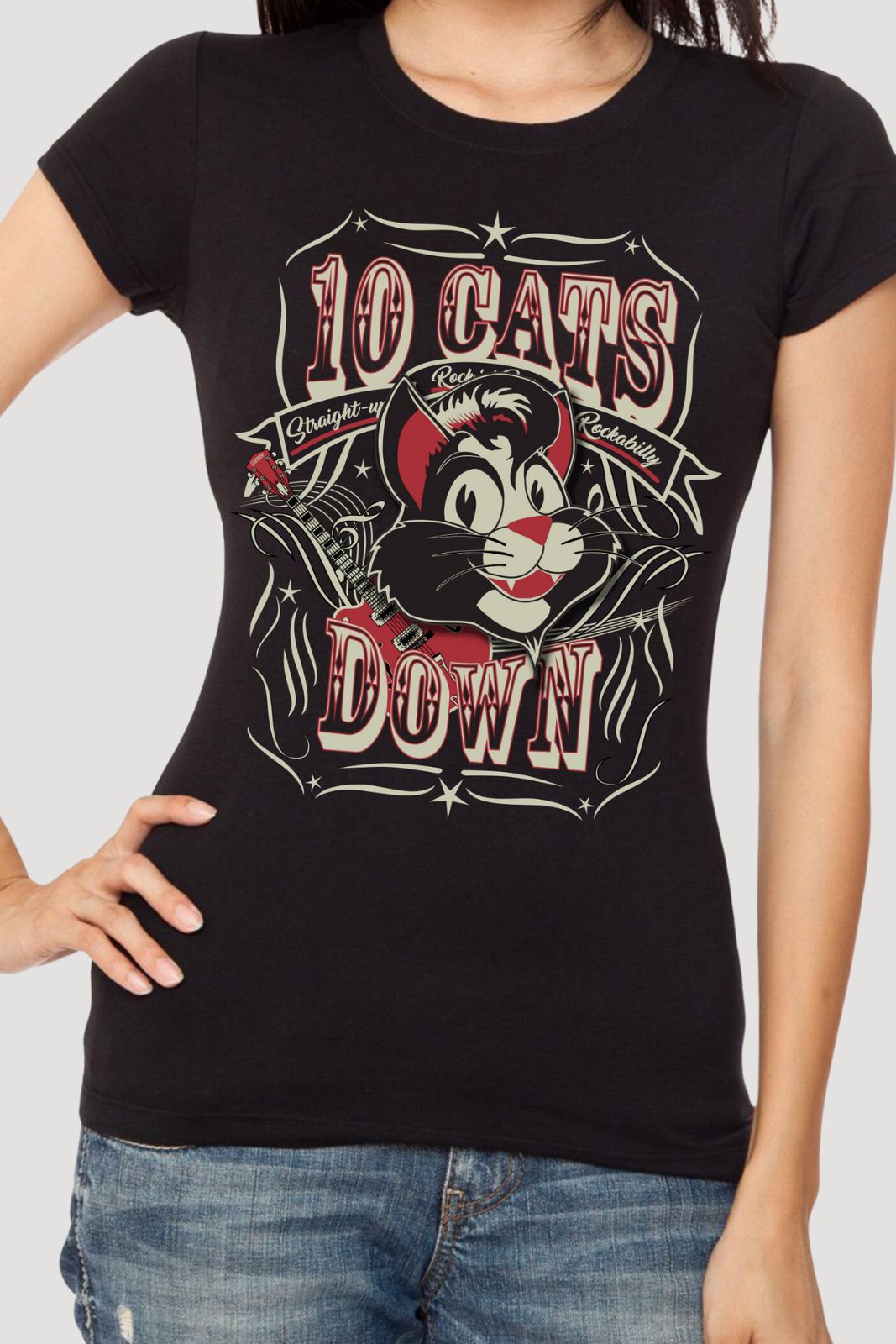 10 Cats Down Shirt Red