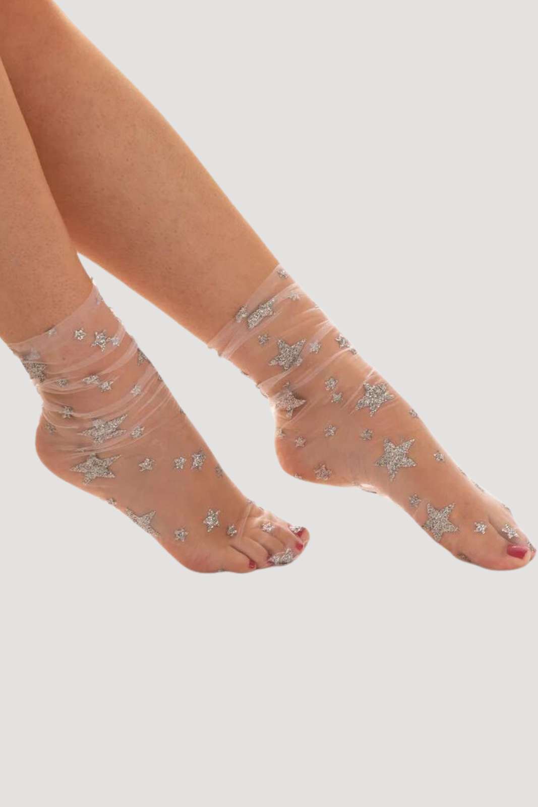 Star Metallic Mesh Sock Silver