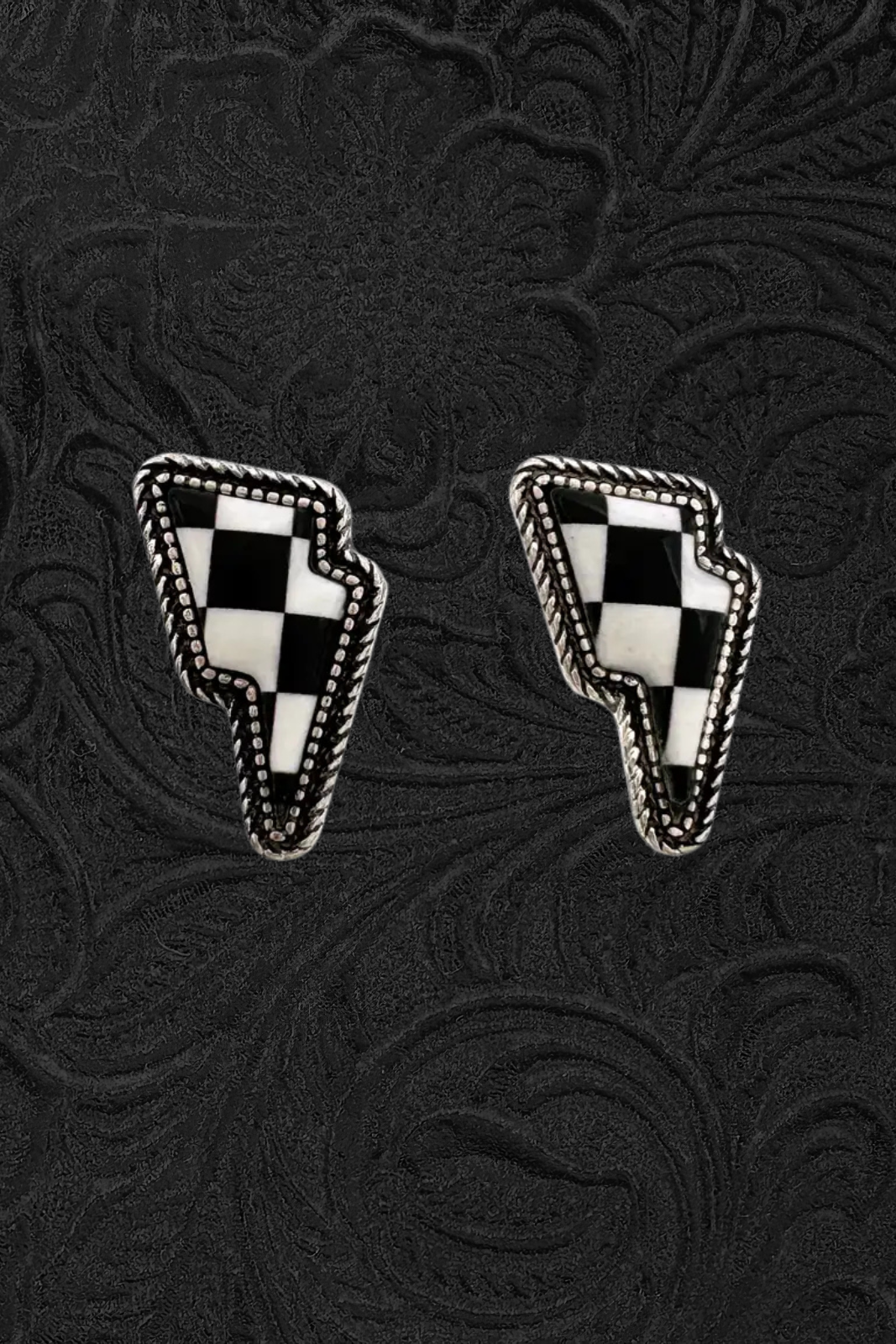 Checkered Lightning Bolt Earrings