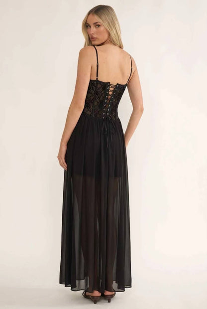 Nightshade Lace-Up Dress Black