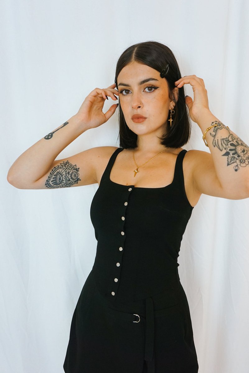 Amaranth Buttoned Top - Tops - HOB