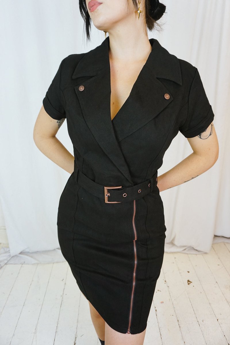 Black Biker Pencil Dress - Trousers - Queen Kerosin