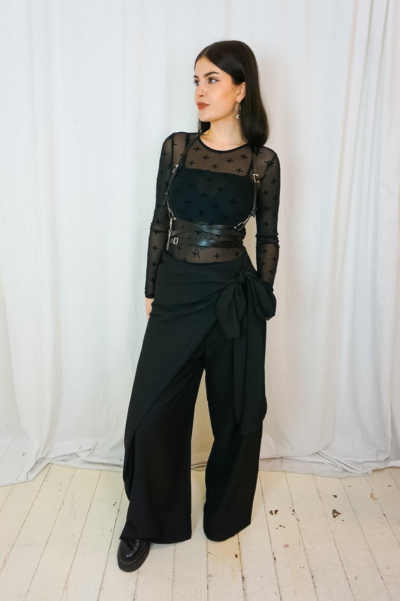 Black Kyoto Wrap Trousers - Trousers - SOKY&SOKA