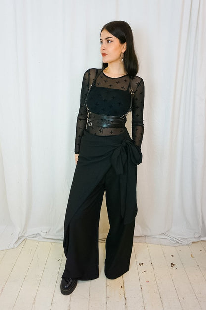 Black Kyoto Wrap Trousers - Trousers - SOKY&SOKA