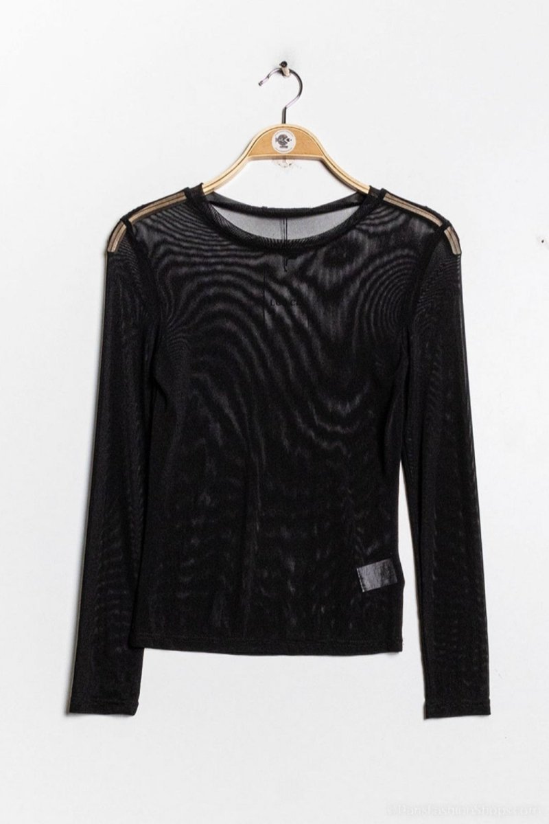 Black Mesh Top - Tops - HOB