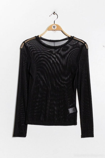 Black Mesh Top - Tops - HOB