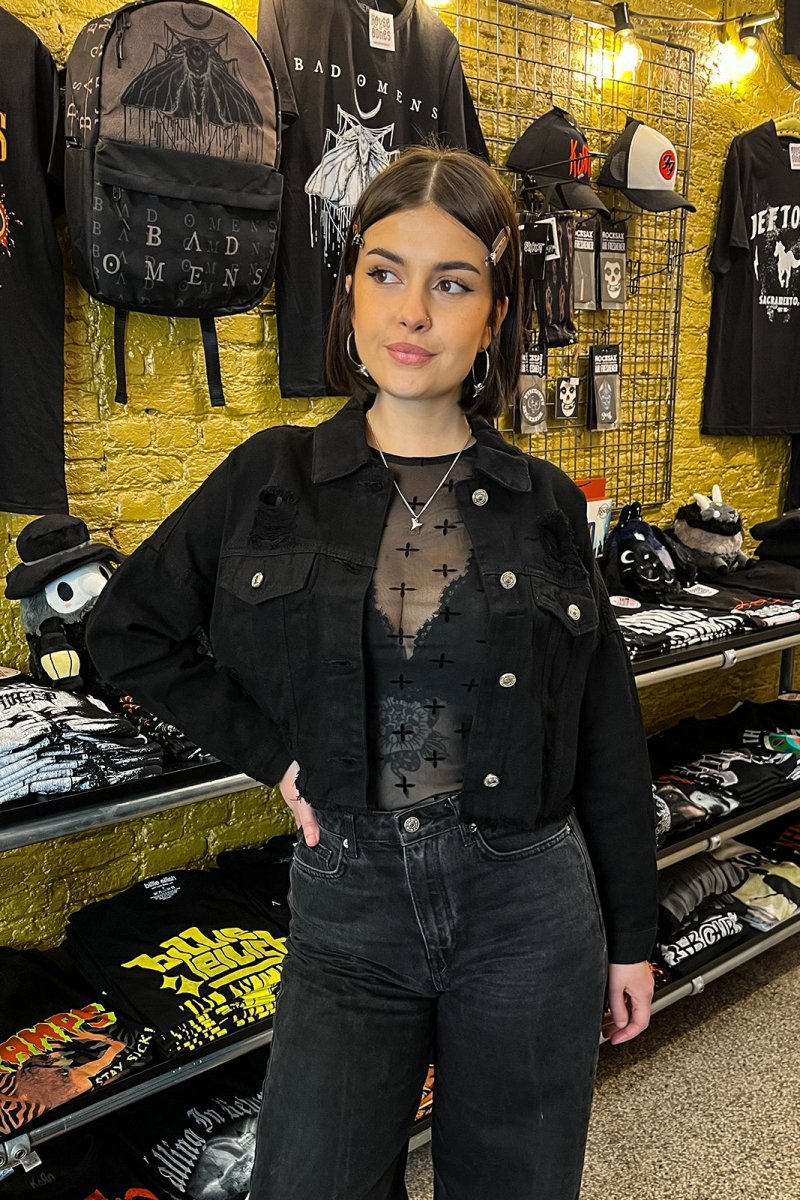 Black Ripped Jacket - Jackets - House of Bones