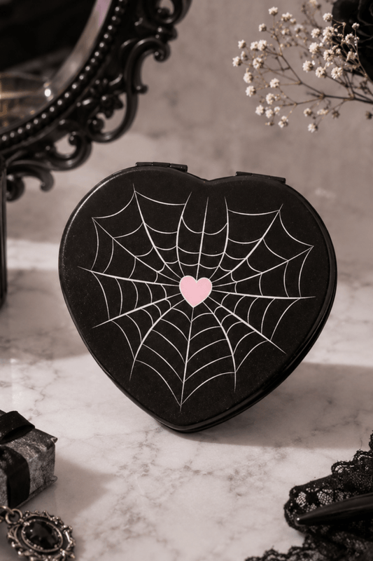 Black Spiderweb Compact Mirror - Accessories - Something Different Wholesale Europe