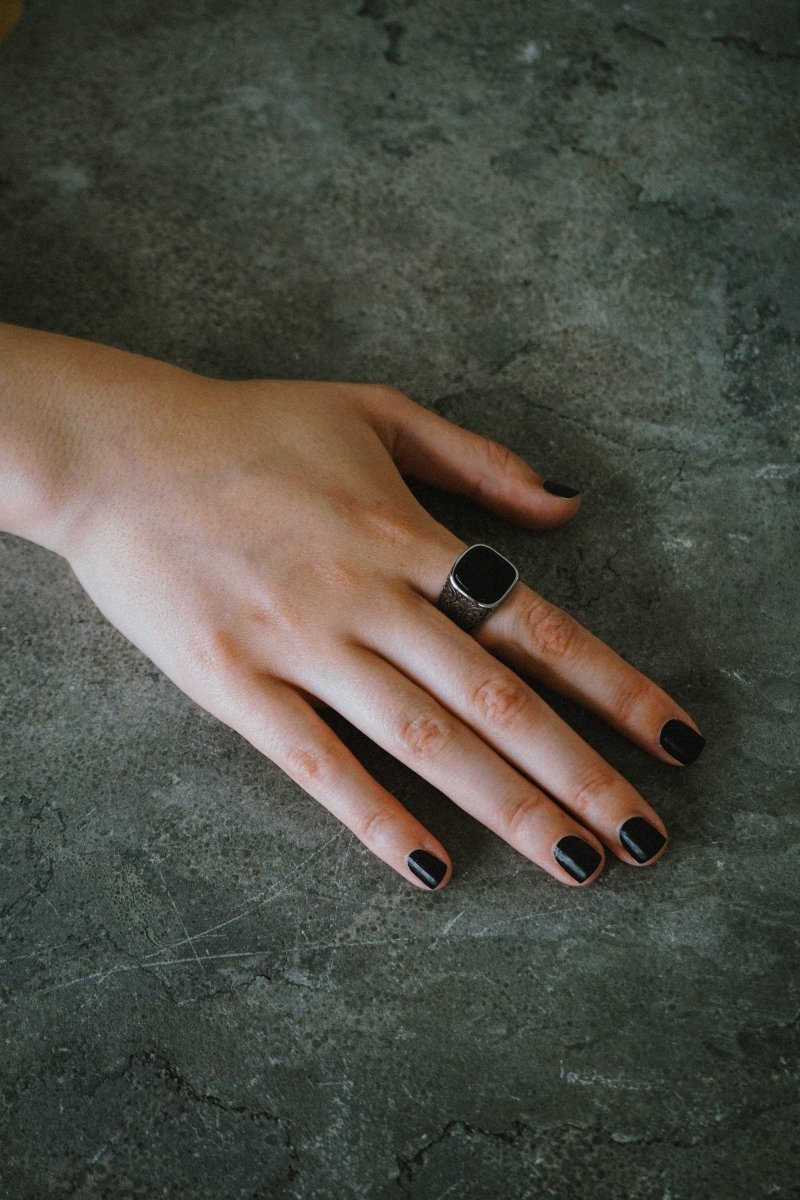 Black Stone Ring - Jewellery - House of Bones Jewelry