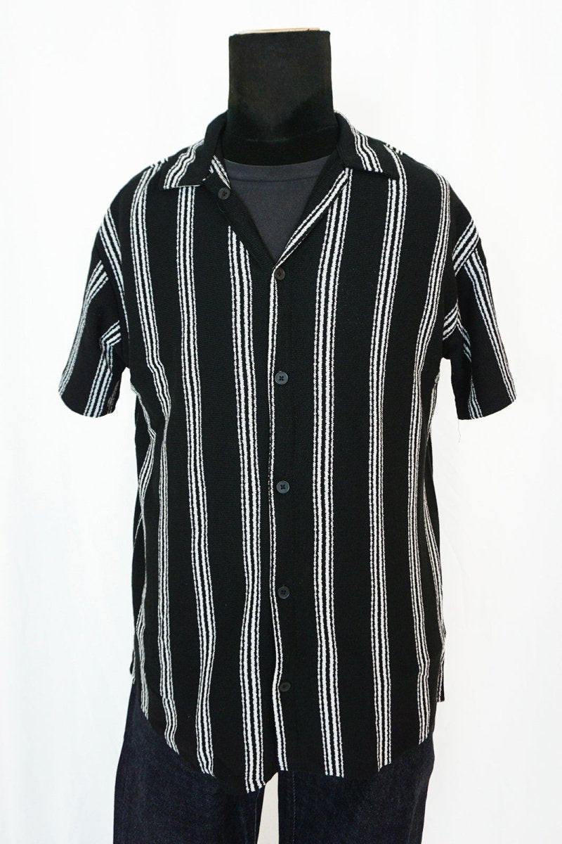 Black & White Striped Shirt - Tops - HOB