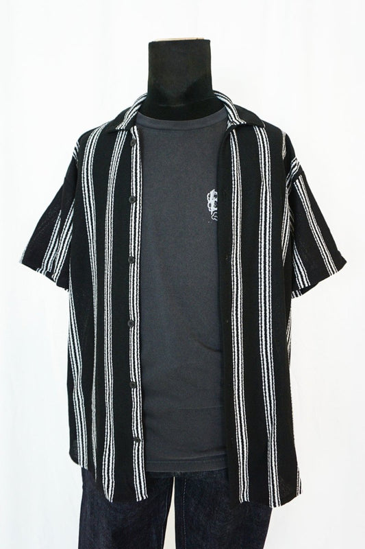 Black & White Striped Shirt - Tops - HOB