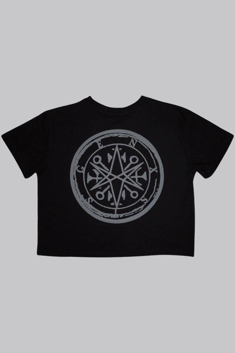Bring Me The Horizon Ladies Crop Top: Metal Logo Genxsis (Back Print) - House of Bones
