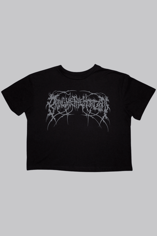 Bring Me The Horizon Ladies Crop Top: Metal Logo Genxsis (Back Print) - House of Bones