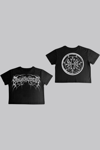 Bring Me The Horizon Ladies Crop Top: Metal Logo Genxsis (Back Print) - House of Bones