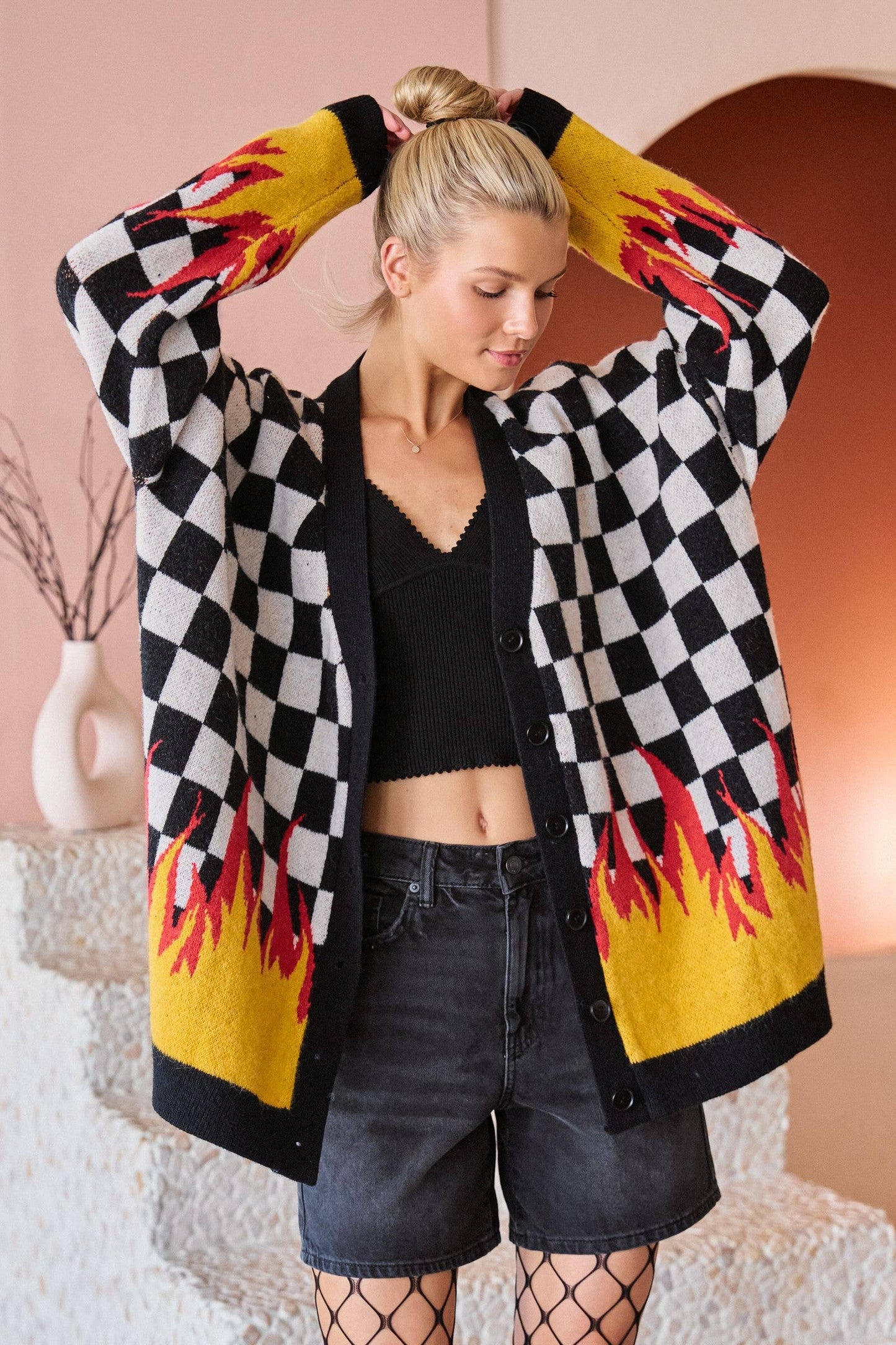 RACING FLAME KNIT CARDIGAN