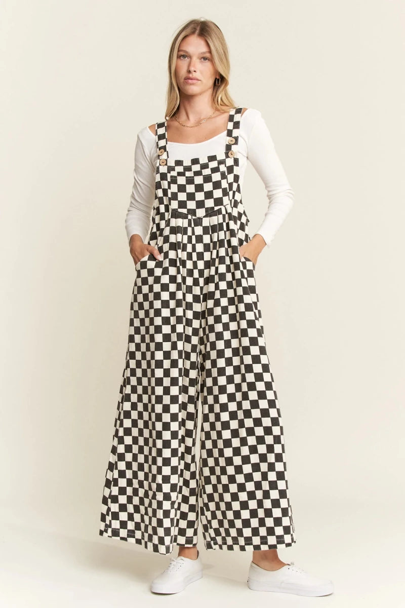Checked Overalls Black & White - One-Piece - JADE BY JANE