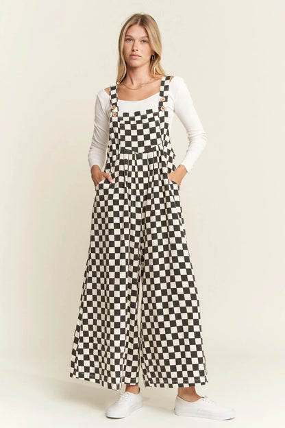 Checked Overalls Black & White - One-Piece - JADE BY JANE