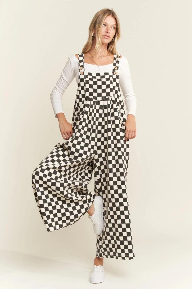 Checked Overalls Black & White - One-Piece - JADE BY JANE
