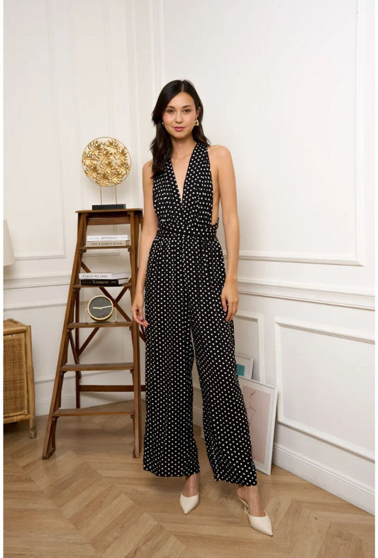 Polkadot Open Back Jumpsuit