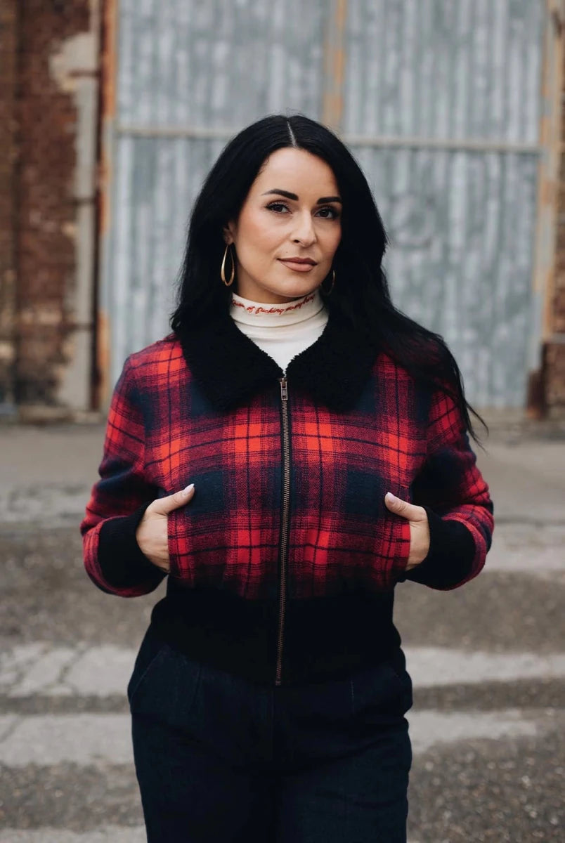 Cropped Flannel Jacket - Jackets - Queen Kerosin