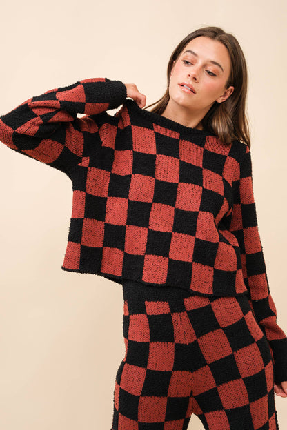 Checkerboard Knit Sweater