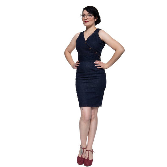 Dark Denim Pencil Dress Peggy - Trousers - Queen Kerosin