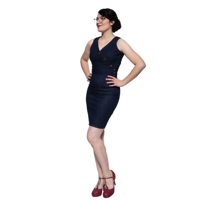 Dark Denim Pencil Dress Peggy - Trousers - Queen Kerosin