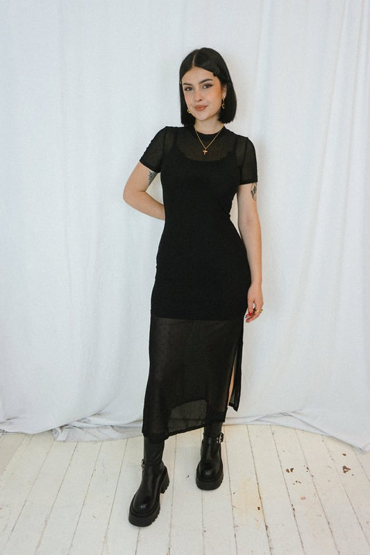 Dotted Mesh Dress - Dresses - HOB