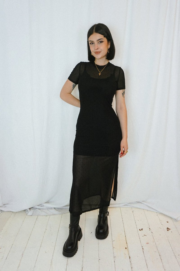 Dotted Mesh Dress - Dresses - HOB