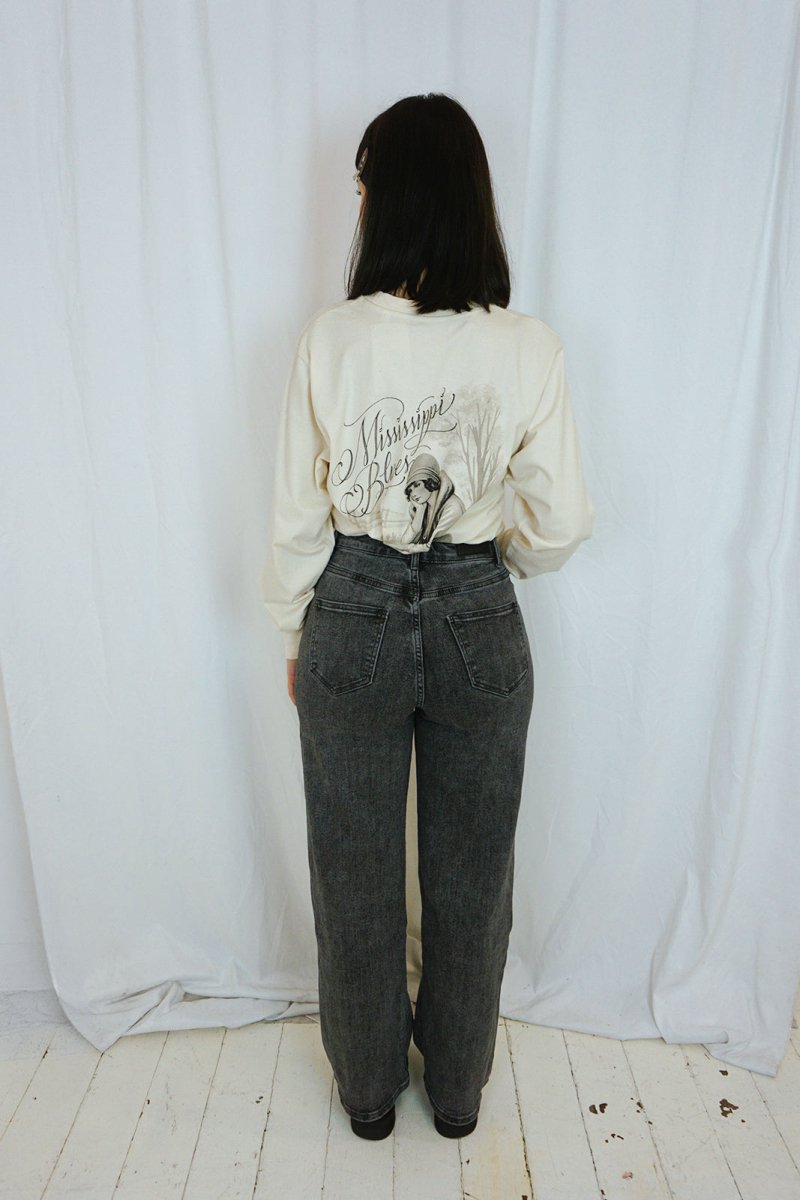 Erina High-Waisted Jeans Slate Grey - Trousers - HOB