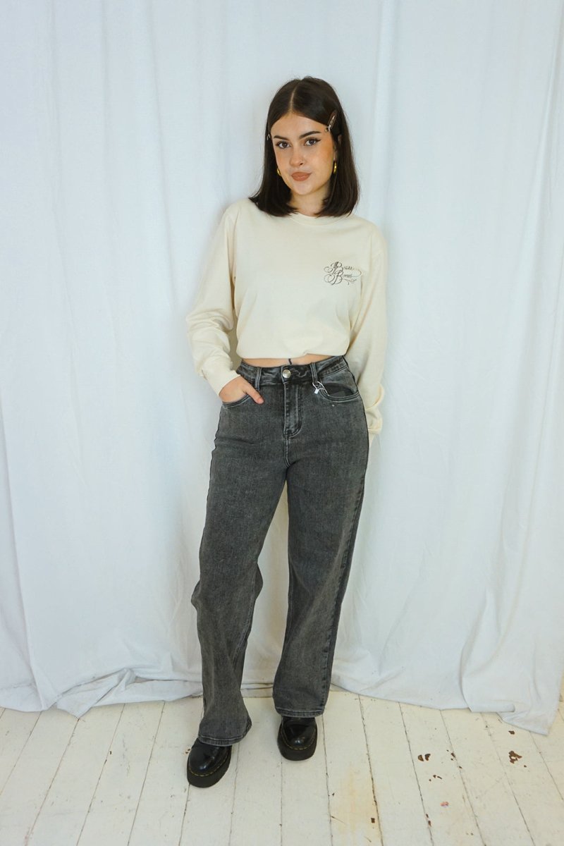 Erina High-Waisted Jeans Slate Grey - Trousers - HOB
