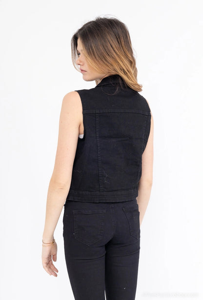 Sleeveless Black Denim Jacket