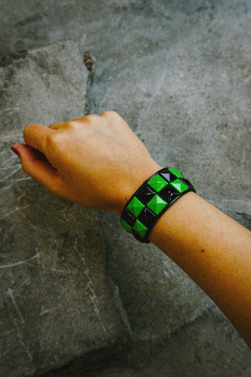 Green & Black Checkered Bracelet - Accessories - HOB