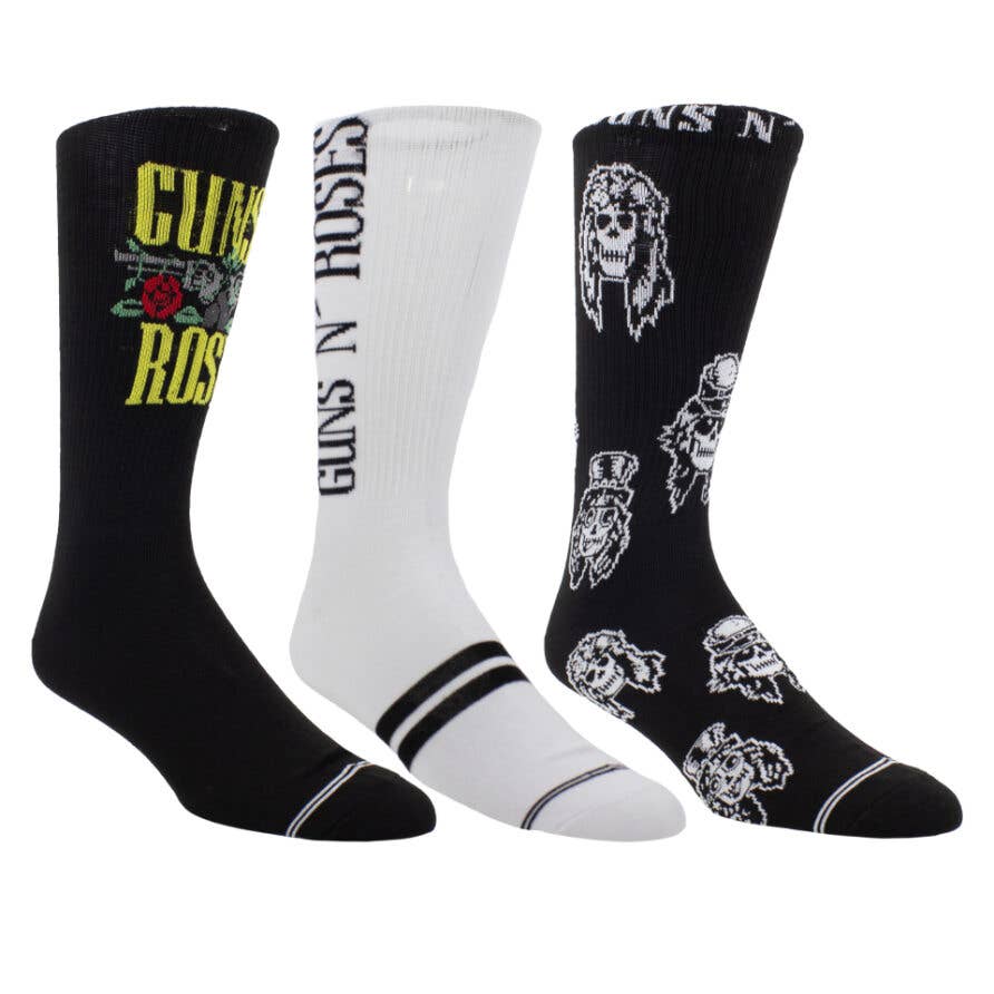 Guns N Roses 3 Pack Gift Box Crew Socks - Perri's Socks