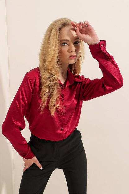 Crimson Satin Shirt