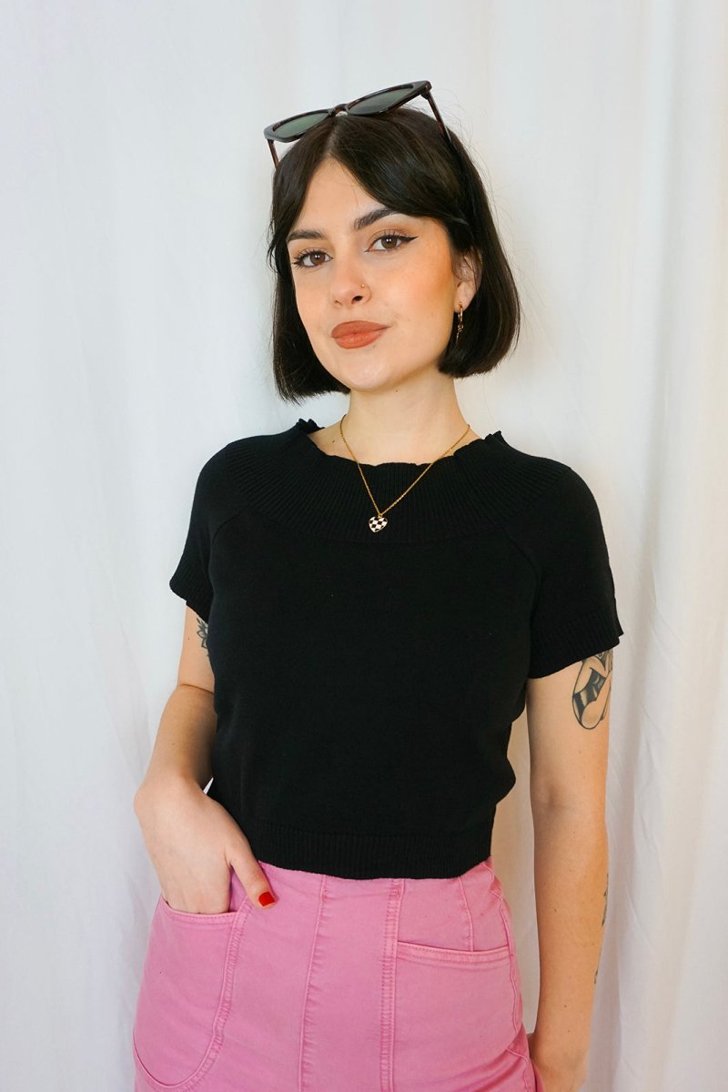 Lavinia Knitted Top Black - Tops - Banned