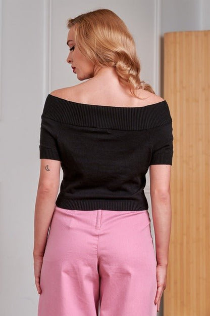 Lavinia Knitted Top Black - Tops - Banned