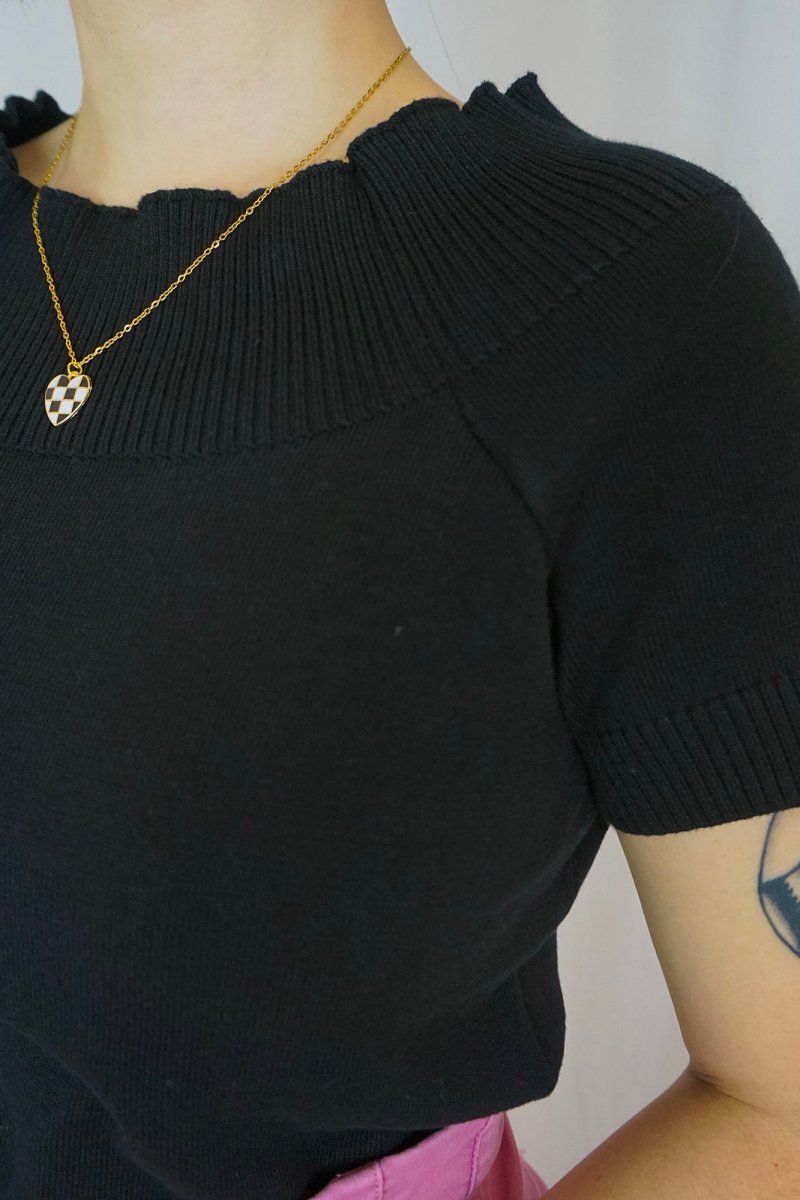 Lavinia Knitted Top Black - Tops - Banned