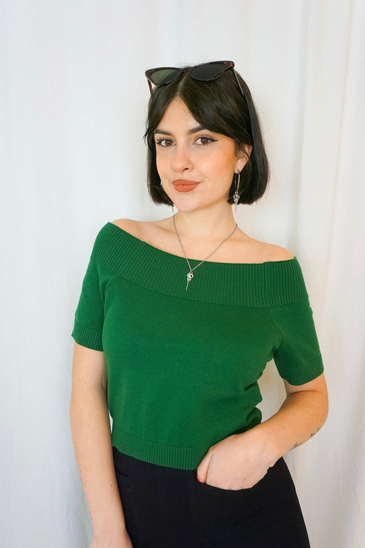 Lavinia Knitted Top Green - Tops - Banned
