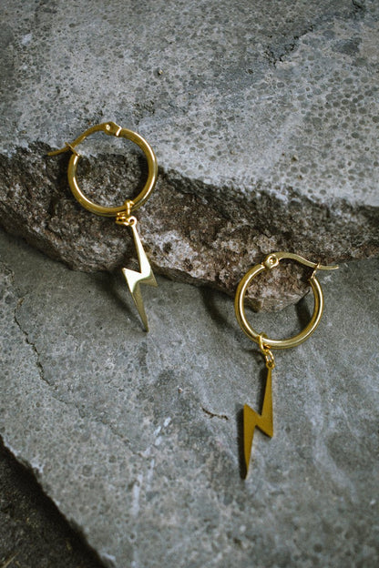 Lightning Earrings Gold - Earrings - House of Bones Jewelry