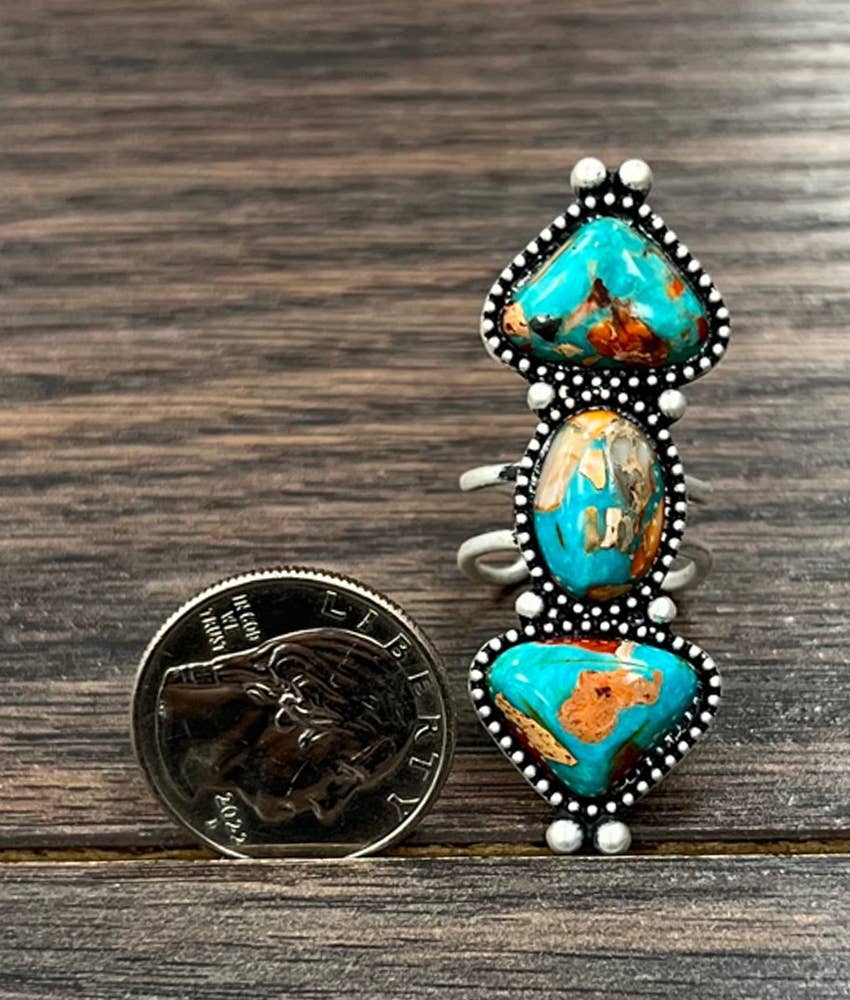 Navajo Triple Gemstone Ring - Jewellery - ISAC Trading Inc