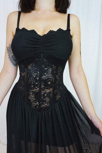 Nightshade Lace-Up Dress Black - Dresses - HOB