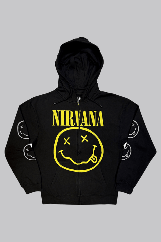 Nirvana Smiley Zipped Hoodie - Bandshirts - Official Merchandise