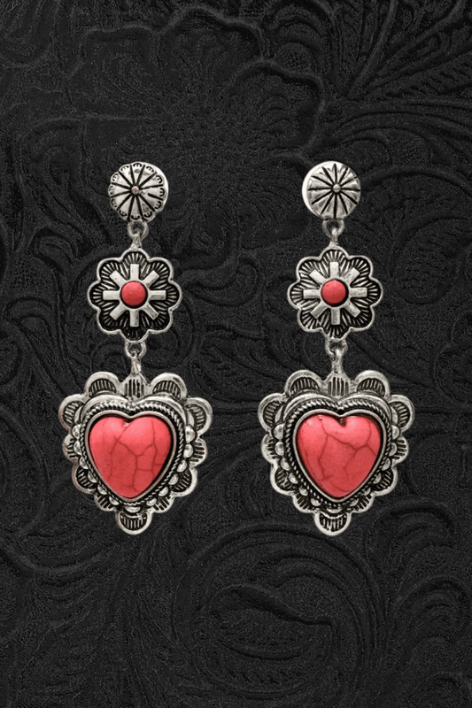 Pink Heart Western Earrings - Jewellery - Lunar Deer
