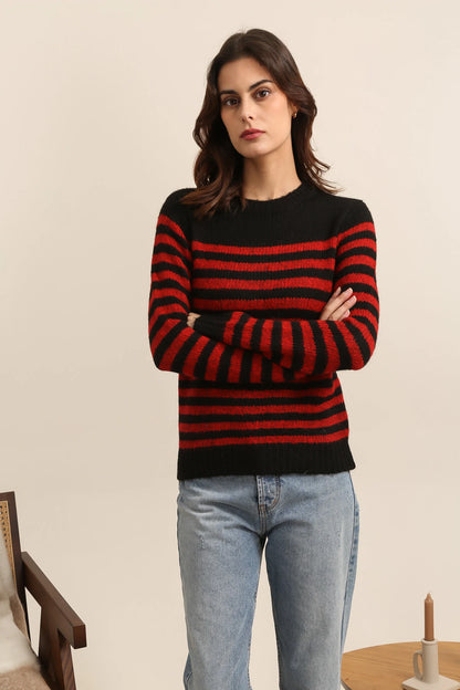 Red & Black Striped Sweater