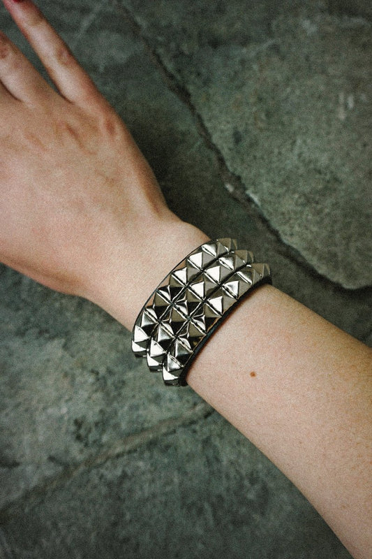 Pyramid Studded Bracelet 3 Rows - Jewellery - HOB